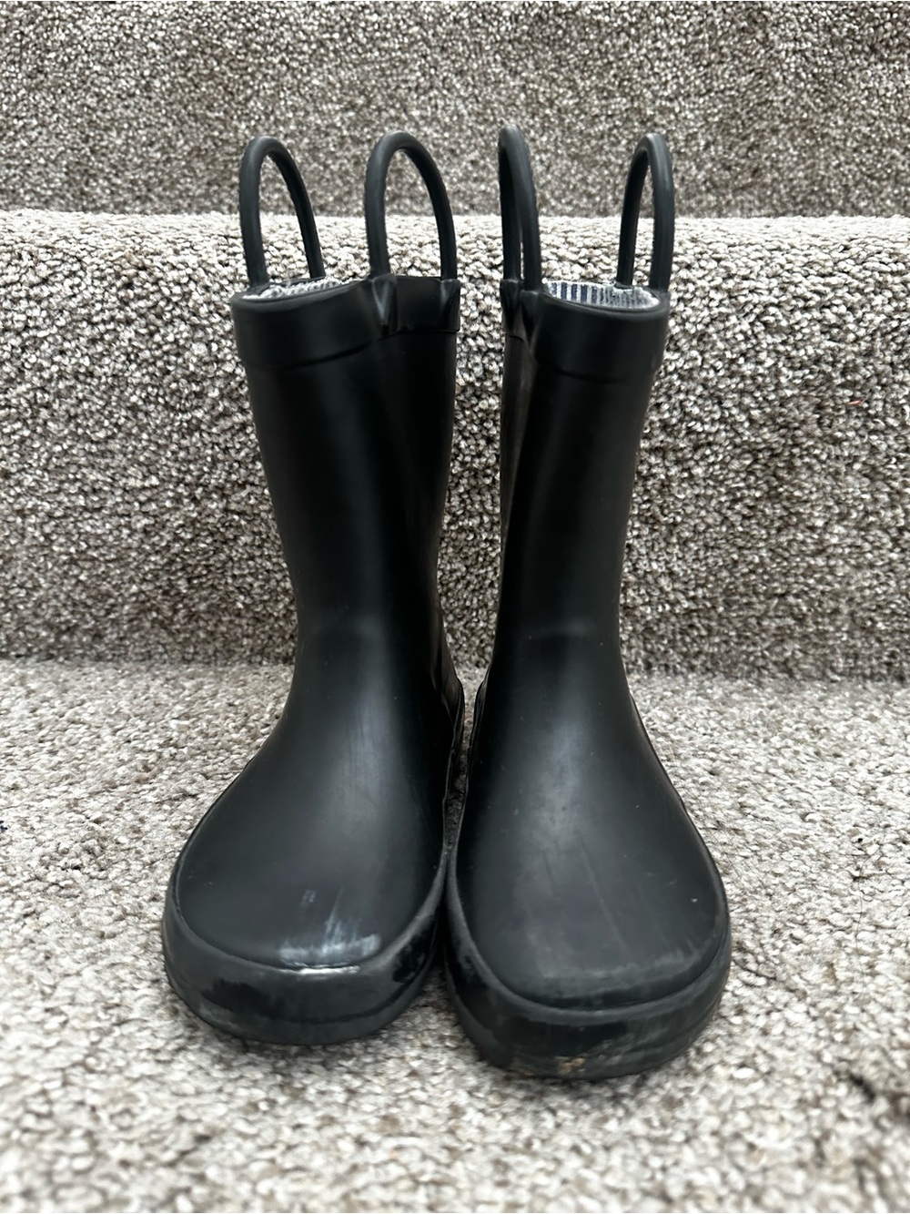 Kids Black Rain Boots with Easy Pull Loops